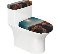 The Scorching Sun is Like Fire - Juego de tapa de inodoro y tapa de tanque de inodoro, accesorios de decoración de baño de 2 piezas, diseño elástico de impresión completa, se adapta a la mayoría de