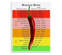 The Scoville Scale Pepper Heat Guide Chart Canvas Wall-Art Print for Living Room Kitchen Decor(Framed,16x24inch(40x60cm))