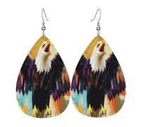 The Screaming Eagle Flying - Pendientes de piel con forma de lágrima para mujer, aretes colgantes ligeros de PVC, ganchos de plata 925, impresiones de doble cara, regalo hipoalergénico