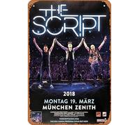 The Script - Cartel de metal con texto en inglés "No Sound Without Silence, München 2018, 20,32 cm x 30,48 cm, decoración de pared retro vintage