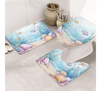 The Sea And Sirens - Juego de alfombras de baño de 3 piezas, tapetes de baño de espuma viscoelástica suave y absorbente y tapete de inodoro en forma de U, decoración del hogar, secado rápido