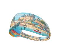 The Seaside - Diadema deportiva para hombres y mujeres, diadema de karate, lazo en la espalda, absorbe el sudor, banda para la cabeza para entrenamiento, unas vacaciones alegres