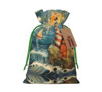 The Seaside Lighthouse - Bolsa con cordón para regalos, bolsas de regalo adorables reutilizables, perfectas para joyas y mucho más
