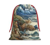The Seaside Lighthouse - Bolsas de regalo con cordón de varios tamaños, bolsas de regalo de tela, para cumpleaños, regalos de vacaciones y mucho más