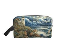 The Seaside Lighthouse - Neceser de viaje con estampado de faro, bolsa de maquillaje, bolsa de cosméticos, bolsa colgante para mujeres y hombres, gimnasio diario