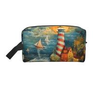 The Seaside Lighthouse - Neceser de viaje con estampado de faro, bolsa de maquillaje, bolsa de cosméticos, bolsa colgante para mujeres y hombres, gimnasio diario