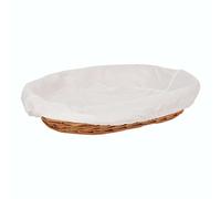 The Secret Home - Bandeja de Mimbre con Forro - Cesta sin Asas para Colada - Bandeja Rectangular o Ovalada - Ideal para Organizar la Ropa - Natural - Alto 8 cm x Largo 44 cm