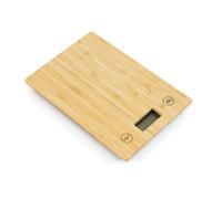 THE SECRET HOME - Báscula Digital Rectangular de Cocina - Largo. 21,5 cm x Ancho. 15 cm - Báscula Multifuncional para Alimentos - Superficie de Bambú - Batería Incluida