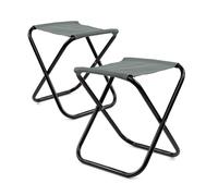 THE SECRET HOME - Conjunto de 1 y 2 Taburetes Plegables para Camping - Alto. 34 cm x Largo. 32 cm x Ancho. 27 cm - Asiento Portátil y Ultraligero para Exteriores (2, Gris)