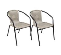 THE SECRET HOME - Conjunto de 2 Sillas de Jardín - Asiento en Metal y Polietileno/Tela para Exteriores - Ideal para Jardín, Balcón o Terraza - Varios Modelos (2, Modelo 4 - Gris)
