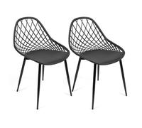 THE SECRET HOME - Conjunto de 2 y 4 Sillas en Polipropileno y Metal/Madera - Asiento de Diseño Ideal para Comedor y Cocina - Varios Modelos (2, Modelo 5 - Negro)