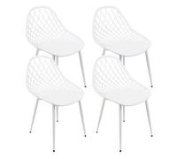 THE SECRET HOME - Conjunto de 2 y 4 Sillas en Polipropileno y Metal/Madera - Asiento de Diseño Ideal para Comedor y Cocina - Varios Modelos (4, Modelo 5 - Blanco)