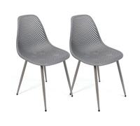 THE SECRET HOME - Conjunto de 2 y 4 Sillas en Polipropileno y Metal/Madera - Asiento de Diseño Ideal para Comedor y Cocina - Varios Modelos (2, Modelo 7 - Gris)