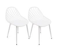 THE SECRET HOME - Conjunto de 2 y 4 Sillas en Polipropileno y Metal/Madera - Asiento de Diseño Ideal para Comedor y Cocina - Varios Modelos (2, Modelo 5 - Blanco)