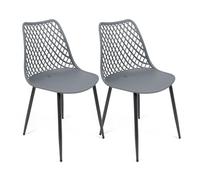 THE SECRET HOME - Conjunto de 2 y 4 Sillas en Polipropileno y Metal/Madera - Asiento de Diseño Ideal para Comedor y Cocina - Varios Modelos (2, Modelo 4 - Gris)