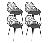 THE SECRET HOME - Conjunto de 2 y 4 Sillas en Polipropileno y Metal/Madera - Asiento de Diseño Ideal para Comedor y Cocina - Varios Modelos (4, Modelo 5 - Negro)