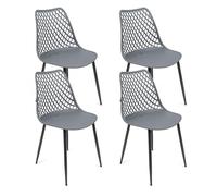 THE SECRET HOME - Conjunto de 2 y 4 Sillas en Polipropileno y Metal/Madera - Asiento de Diseño Ideal para Comedor y Cocina - Varios Modelos (4, Modelo 4 - Gris)