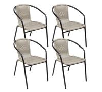 THE SECRET HOME - Conjunto de 4 Sillas de Jardín - Asiento en Metal y Polietileno/Tela para Exteriores - Ideal para Jardín, Balcón o Terraza - Varios Modelos (4, Modelo 4 - Gris)