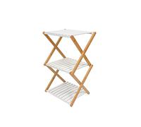 THE SECRET HOME - Estantería Organizador de Bambú - Estantería Multiusos con 3 Baldas - Color Blanco y Natural - Organizador para el Hogar - Ideal para Entrada, Pasillo, Baño