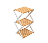 THE SECRET HOME - Estantería Organizador de Bambú - Estantería Multiusos con 3 Baldas - Color Natural y Blanco - Organizador para el Hogar - Ideal para Entrada, Pasillo, Baño