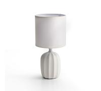 THE SECRET HOME - Lámpara de Cerámica - D. Ø 12x25 - Lámpara para Mesita en Tela y Cerámica - Iluminación para Hogar - Decoración para Dormitorio y Salón (Modelo 5 - Blanco)