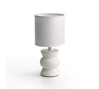 THE SECRET HOME - Lámpara de Cerámica - D. Ø 12x25 - Lámpara para Mesita en Tela y Cerámica - Iluminación para Hogar - Decoración para Dormitorio y Salón (Modelo 7 - Blanco)
