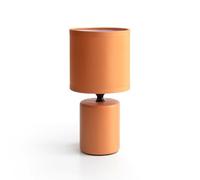 THE SECRET HOME - Lámpara de Cerámica - D. Ø 12x25 - Lámpara para Mesita en Tela y Cerámica - Iluminación para Hogar - Decoración para Dormitorio y Salón (Modelo 2 - Naranja)