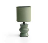 THE SECRET HOME - Lámpara de Cerámica - D. Ø 12x25 - Lámpara para Mesita en Tela y Cerámica - Iluminación para Hogar - Decoración para Dormitorio y Salón (Modelo 3 - Verde)