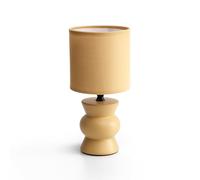 THE SECRET HOME - Lámpara de Mesa de Cerámica y Tela - Ø 12x25 cm - Iluminación para Hogar - Decoración para Dormitorio y Salón - Modelo 3 - Amarillo