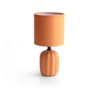 THE SECRET HOME Lámpara de Mesa de Cerámica y Tela - Ø 12x25 cm - Iluminación para Hogar - Decoración para Dormitorio y Salón - Modelo 1 - Naranja