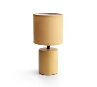 THE SECRET HOME - Lámpara de Mesa de Cerámica y Tela - Modelo 2 - Amarillo - D. Ø 12x25 cm - Iluminación para Mesita de Noche - Decoración para Dormitorio y Salón