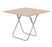 The Secret Home - Mesa Cuadrada Plegable Portátil - Color Natural - Largo 90 cm x Ancho 90 cm - Mesa de Madera y Metal - Ideal para Cocina, Terraza o Jardín