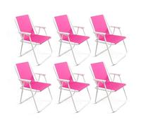 THE SECRET HOME - Pack de 1,2,4 y 6 Sillas de Playa Plegables - Silla en Metal y Poliéster - Asiento Ideal para Playa, Jardín, Terraza (6, Rosa)