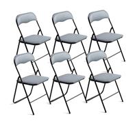 THE SECRET HOME - Pack de 1, 2, 4 y 6 Sillas Plegables Acolchadas - Asiento Auxiliar para el Hogar - Ideal para Cocina, Comedor, Salón, Dormitorio - 44 x 46 x 79 cm (6, Gris/Negro)