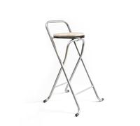 THE SECRET HOME - Pack de 1,2,4 y 6 Taburetes Plegables con Respaldo - Alto. 80 cm x Ancho. 45 cm - Silla Plegable de Metal y Madera (1, Madera Clara/Plata, Alto. 80 cm x Largo. 45 cm)