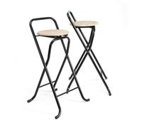 THE SECRET HOME - Pack de 1,2,4 y 6 Taburetes Plegables con Respaldo - Alto. 80 cm x Ancho. 45 cm - Silla Plegable de Metal y Madera (Alto. 80 cm x Largo. 45 cm, Madera Clara/Negro, 2)