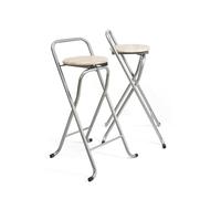 THE SECRET HOME - Pack de 1,2,4 y 6 Taburetes Plegables con Respaldo - Alto. 80 cm x Ancho. 45 cm - Silla Plegable de Metal y Madera (2, Madera Clara/Plata, Alto. 80 cm x Largo. 45 cm)