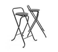 THE SECRET HOME - Pack de 1,2,4 y 6 Taburetes Plegables con Respaldo - Alto. 80 cm x Ancho. 45 cm - Silla Plegable de Metal y Madera (2, Madera Negra/Negro, Alto. 80 cm x Largo. 45 cm)