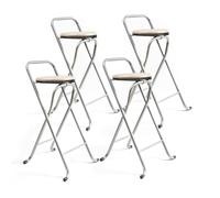 THE SECRET HOME - Pack de 1,2,4 y 6 Taburetes Plegables con Respaldo - Alto. 80 cm x Ancho. 45 cm - Silla Plegable de Metal y Madera (4, Madera Clara/Plata, Alto. 80 cm x Largo. 45 cm)