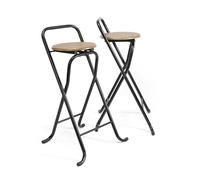 THE SECRET HOME - Pack de 1,2,4 y 6 Taburetes Plegables con Respaldo - Alto. 80 cm x Ancho. 45 cm - Silla Plegable de Metal y Madera (2, Madera Oscura/Negro, Alto. 80 cm x Largo. 45 cm)