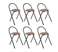 THE SECRET HOME - Pack de 1,2,4 y 6 Taburetes Plegables con Respaldo - Sillas Plegable de Metal y Madera - Alto. 80 cm x Ancho. 40 cm (6, Madera Oscura/Negro, Alto. 67 cm x Largo. 38 cm)