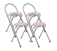 THE SECRET HOME - Pack de 1,2,4 y 6 Taburetes Plegables con Respaldo - Sillas Plegable de Metal y Madera - Alto. 80 cm x Ancho. 40 cm (4, Madera Clara/Plateado, Alto. 67 cm x Largo. 38 cm)