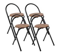 THE SECRET HOME - Pack de 1,2,4 y 6 Taburetes Plegables con Respaldo - Sillas Plegable de Metal y Madera - Alto. 80 cm x Ancho. 40 cm (4, Madera Oscura/Negro, Alto. 67 cm x Largo. 38 cm)