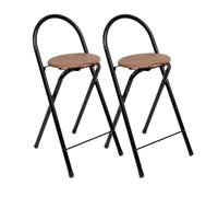 THE SECRET HOME - Pack de 1,2,4 y 6 Taburetes Plegables con Respaldo - Sillas Plegable de Metal y Madera - Alto. 80 cm x Ancho. 40 cm (2, Madera Oscura/Negro, Alto. 80 cm x Ancho. 40 cm)