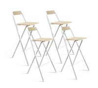THE SECRET HOME - Pack de 1,2 y 4 Taburetes Altos con Respaldo- Asiento Plegable de Metal y Madera - Ideal para Cocina (1, Madera Natural/Negro, 49x97x47cm) (4, Madera Clara/Blanco, 49x97x47cm)