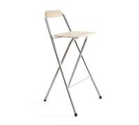 THE SECRET HOME - Pack de 1,2 y 4 Taburetes Altos con Respaldo- Asiento Plegable de Metal y Madera - Ideal para Cocina (1, Madera Natural/Negro, 49x97x47cm) (1, Madera Clara/Plateado, 49x97x47cm)