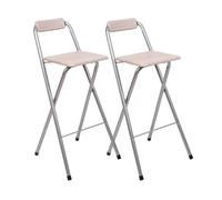 THE SECRET HOME - Pack de 1,2 y 4 Taburetes Altos con Respaldo- Asiento Plegable de Metal y Madera - Ideal para Cocina (1, Madera Natural/Negro, 49x97x47cm) (2, Madera Clara/Plateado, 49x97x47cm)