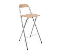 THE SECRET HOME - Pack de 1,2 y 4 Taburetes Altos con Respaldo- Asiento Plegable de Metal y Madera - Ideal para Cocina (1, Madera Natural/Negro, 49x97x47cm) (1, Madera Natural/Plata, 49x97x47cm)