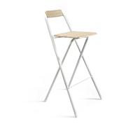 THE SECRET HOME - Pack de 1,2 y 4 Taburetes Altos con Respaldo- Asiento Plegable de Metal y Madera - Ideal para Cocina (1, Madera Natural/Negro, 49x97x47cm) (1, Madera Clara/Blanco, 49x97x47cm)