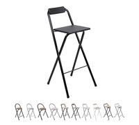 THE SECRET HOME - Pack de 1,2 y 4 Taburetes Altos con Respaldo- Asiento Plegable de Metal y Madera - Ideal para Cocina (1, Madera Negra/Negro, 49x97x47cm)